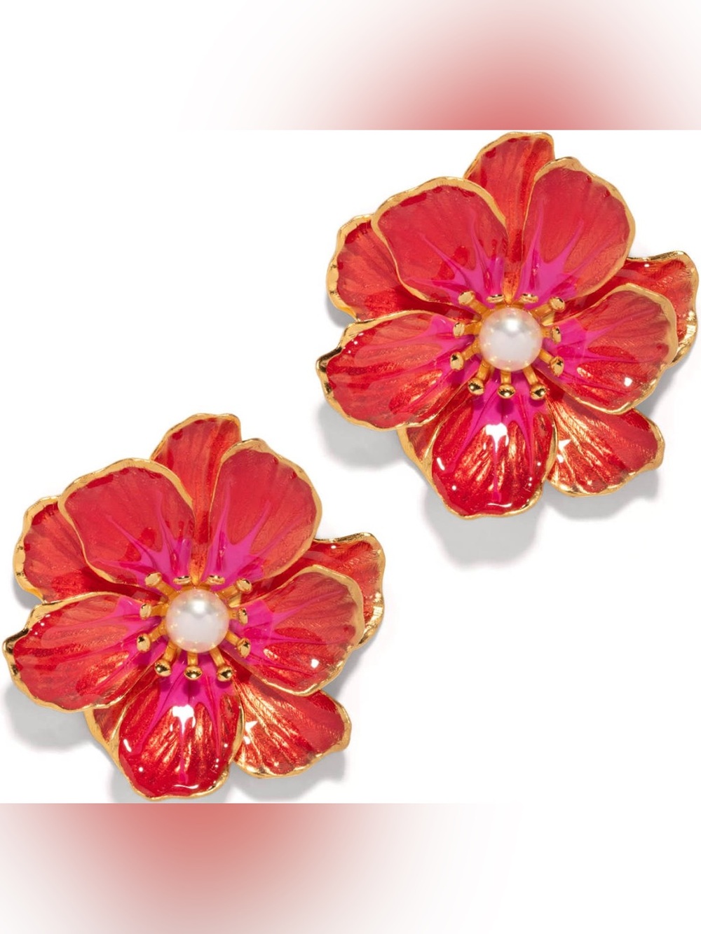 Anthropologie The Pink Reef Handpainted Statement Earrings